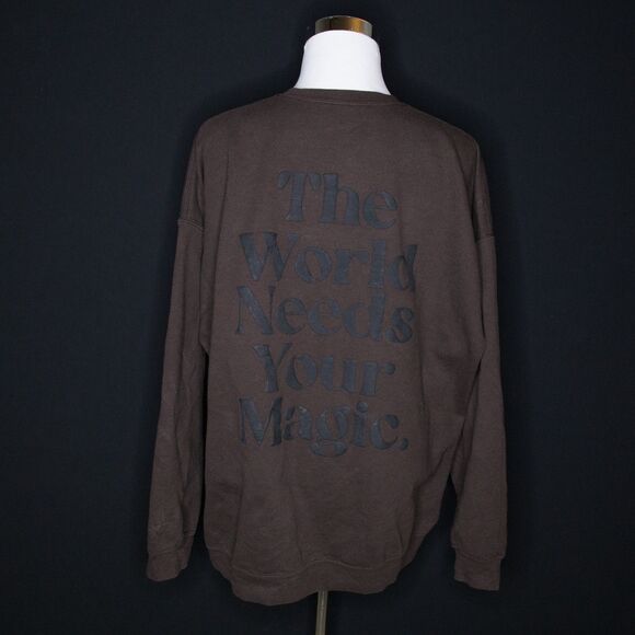 Dressed In LaLa Sweater World Needs Your Magic Puff Print Sz L / XL - Picture 8 of 10